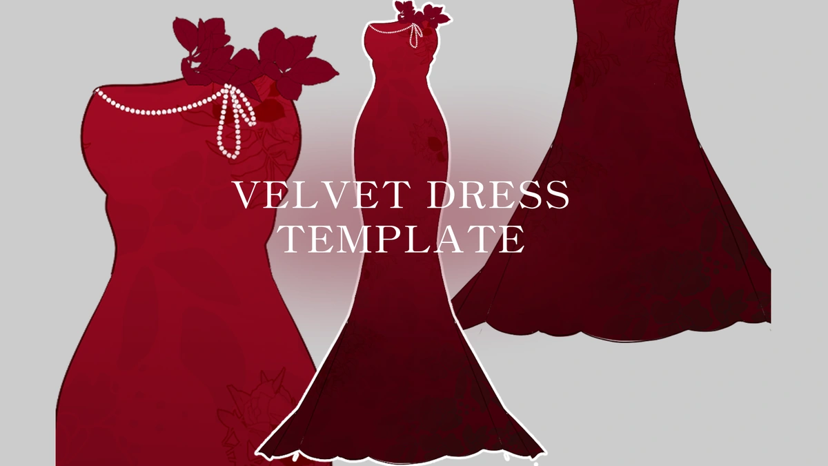 Velvet Red Dress Template - Main Product Visual