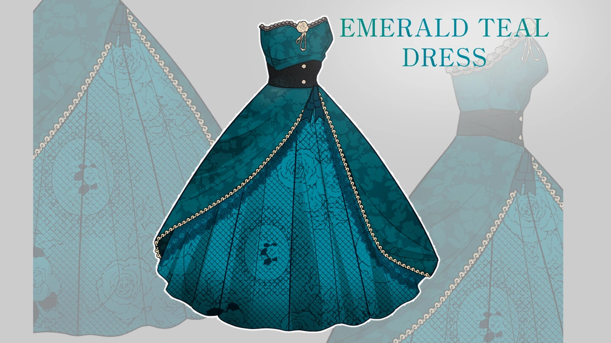 Emerald Teal Dress Template - Preview